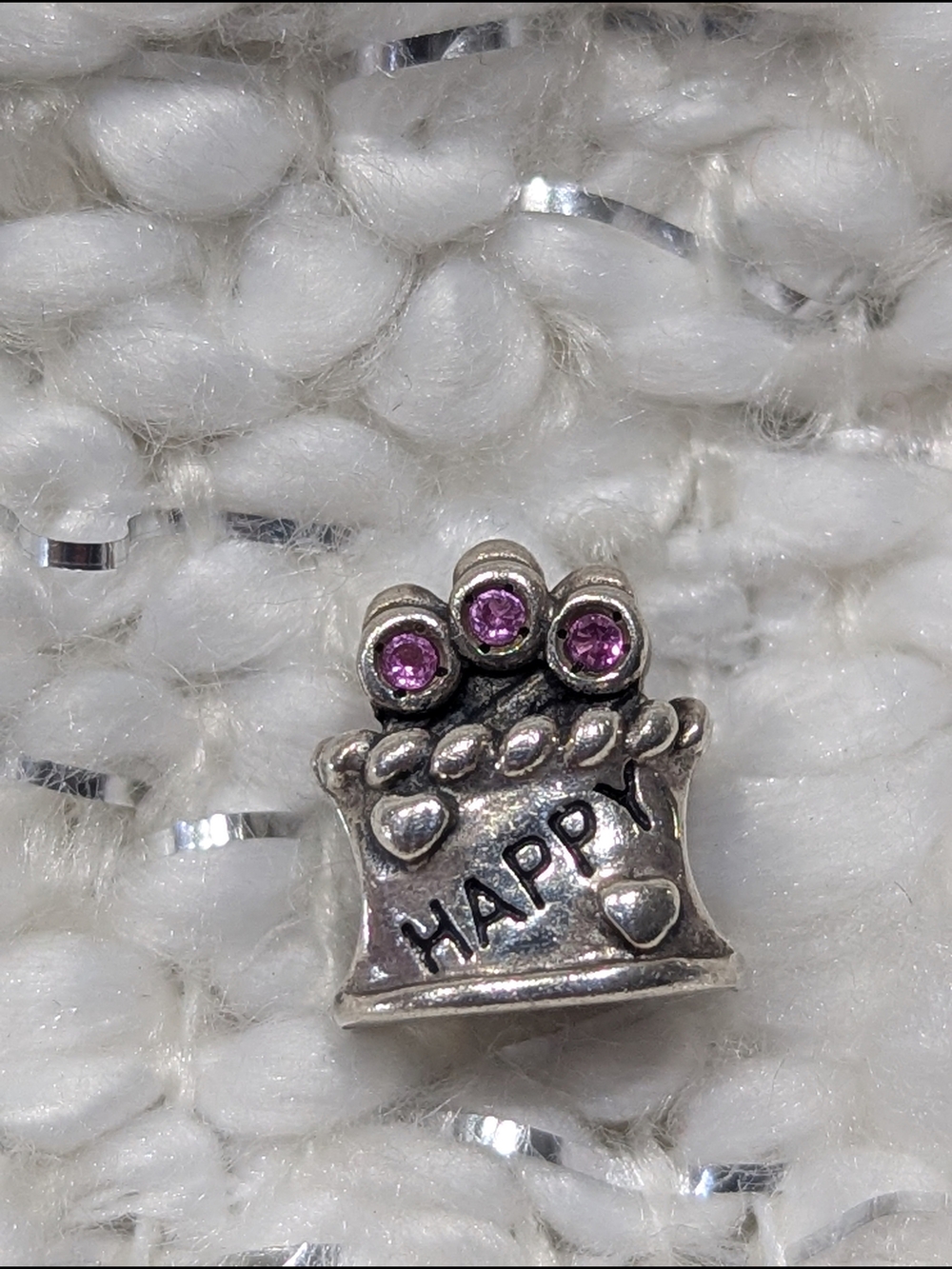 Authentic Chamilia Cake Charm with Pink Crystals